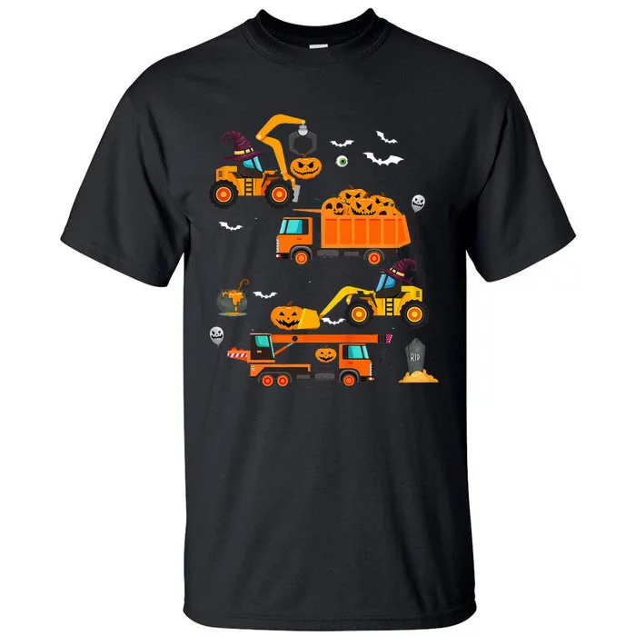 Construction Vehicle Halloween Crane Truck Pumpkin Tall T-Shirt