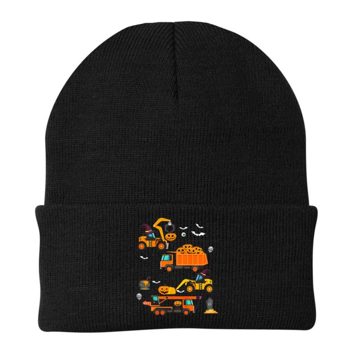 Construction Vehicle Halloween Crane Truck Pumpkin Knit Cap Winter Beanie