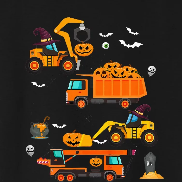 Construction Vehicle Halloween Crane Truck Pumpkin Women's Crop Top Tee