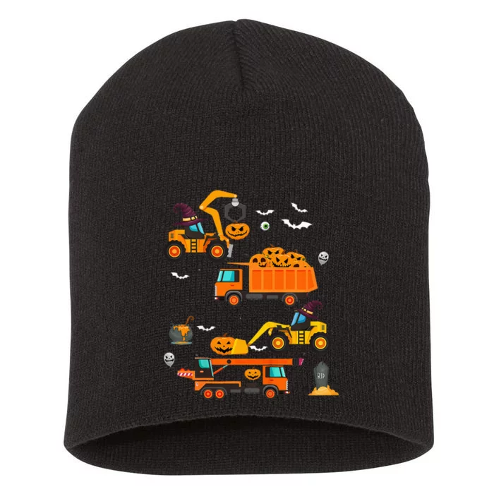 Construction Vehicle Halloween Crane Truck Pumpkin Short Acrylic Beanie