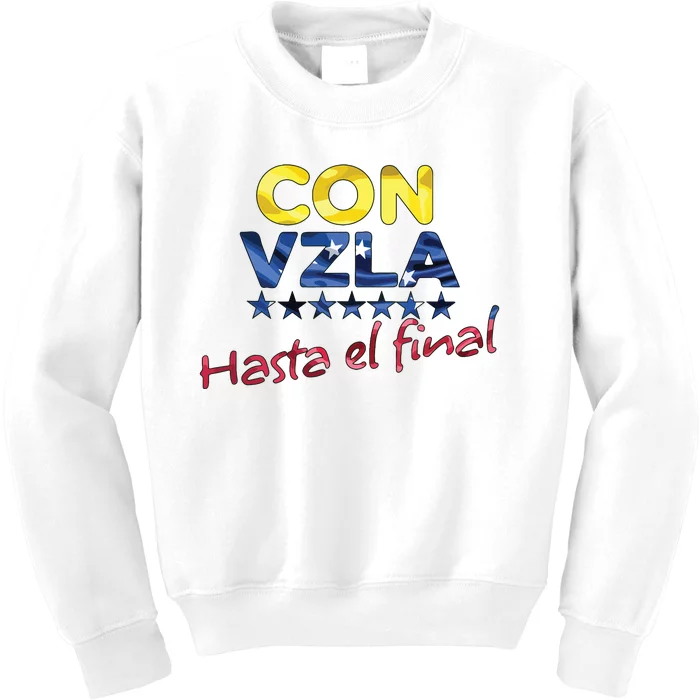 Con Venezuela Hasta El Final Maria Corina Machado Edmundo Kids Sweatshirt