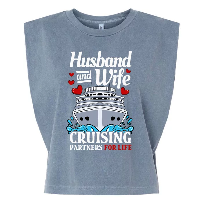 Cruise Vacation Husband Wife Couple Cruising Garment-Dyed Women's Muscle Tee