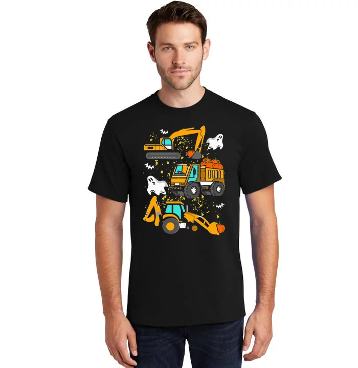 Construction Vehicle Halloween Crane Truck Pumpkin Tall T-Shirt