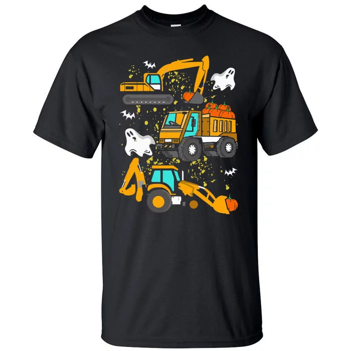 Construction Vehicle Halloween Crane Truck Pumpkin Tall T-Shirt