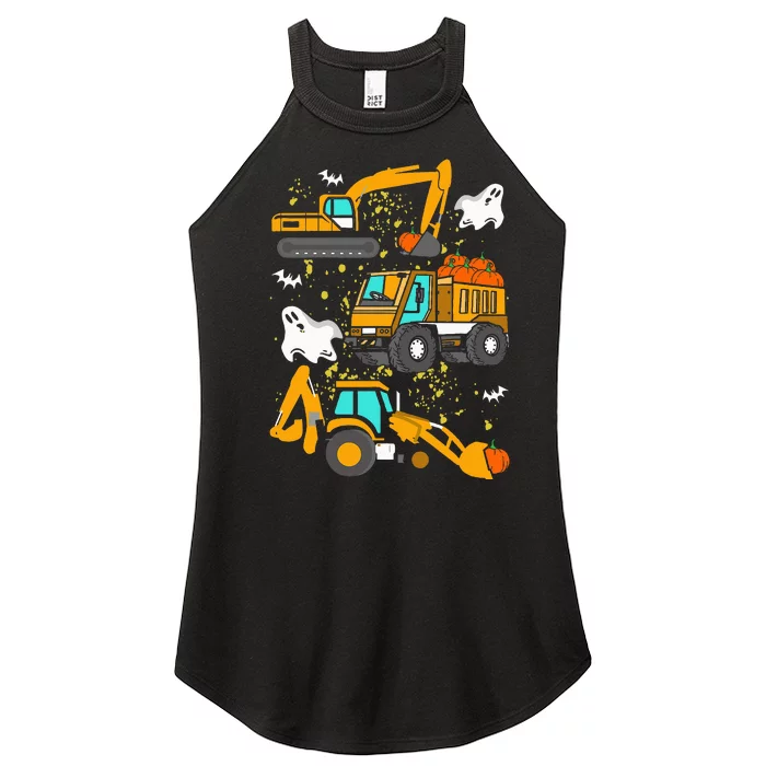 Construction Vehicle Halloween Crane Truck Pumpkin Women’s Perfect Tri Rocker Tank