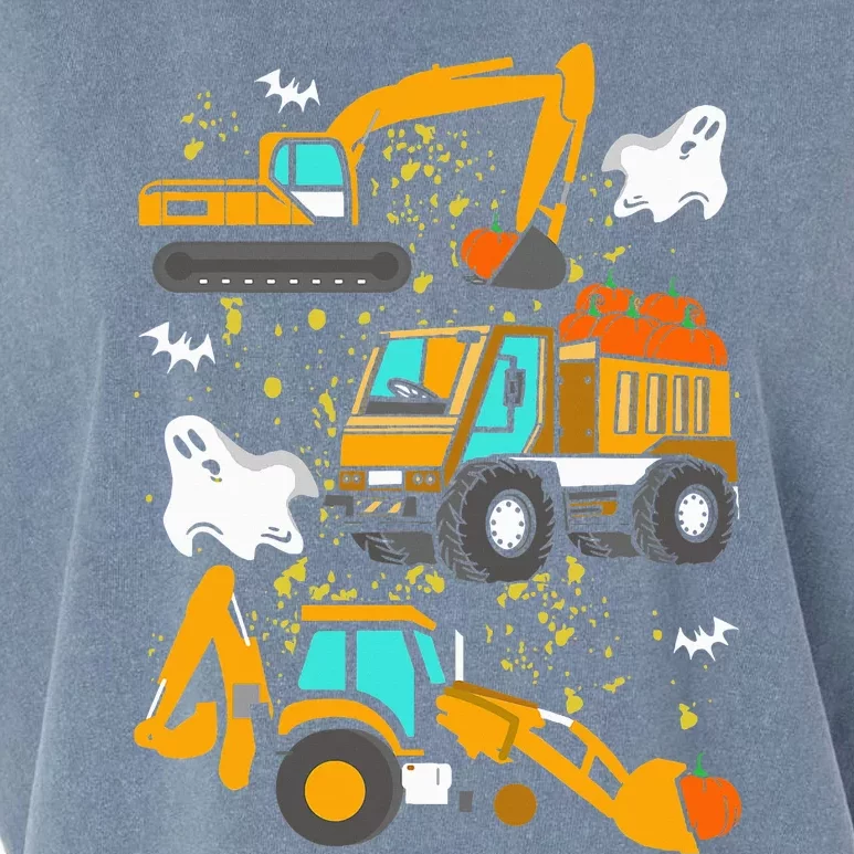 Construction Vehicle Halloween Crane Truck Pumpkin Garment-Dyed Women's Muscle Tee