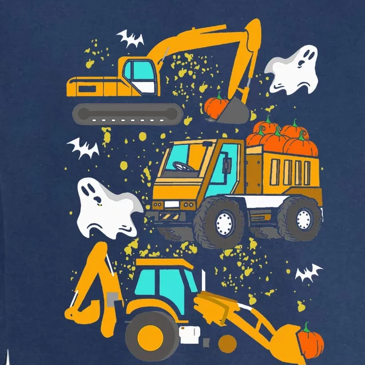 Construction Vehicle Halloween Crane Truck Pumpkin Garment-Dyed Sweatshirt