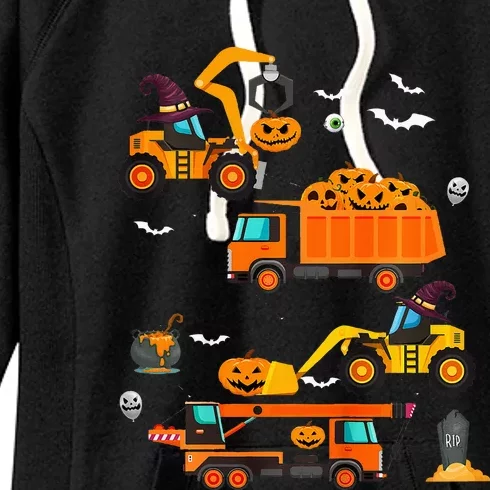 Construction Vehicle Halloween Crane Truck Pumpkin Women's Fleece Hoodie