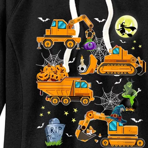 Construction Vehicle Halloween Crane Truck Pumpkin Boys Women's Fleece Hoodie