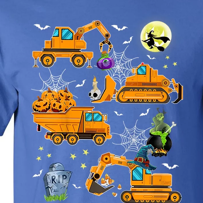 Construction Vehicle Halloween Crane Truck Pumpkin Boys Tall T-Shirt