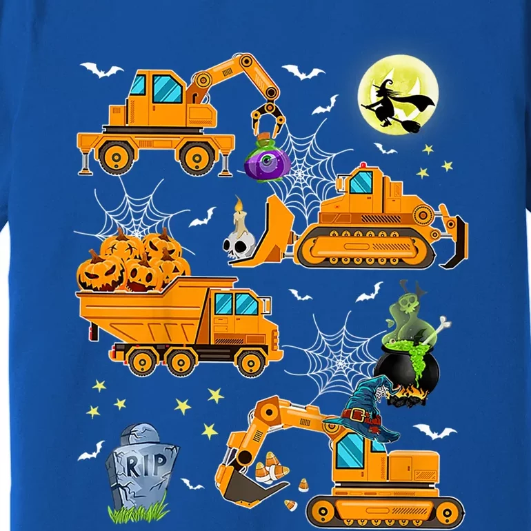 Construction Vehicle Halloween Crane Truck Pumpkin Boys Premium T-Shirt