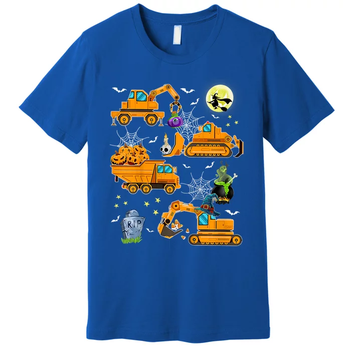 Construction Vehicle Halloween Crane Truck Pumpkin Boys Premium T-Shirt