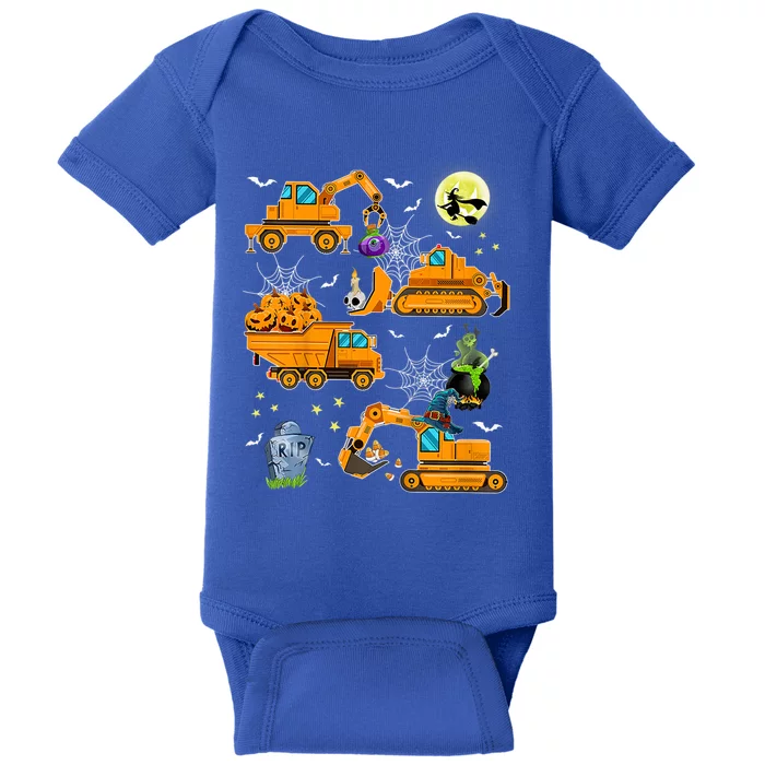 Construction Vehicle Halloween Crane Truck Pumpkin Boys Baby Bodysuit