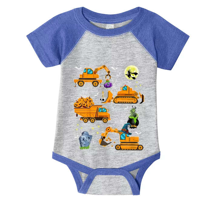 Construction Vehicle Halloween Crane Truck Pumpkin Boys Infant Baby Jersey Bodysuit