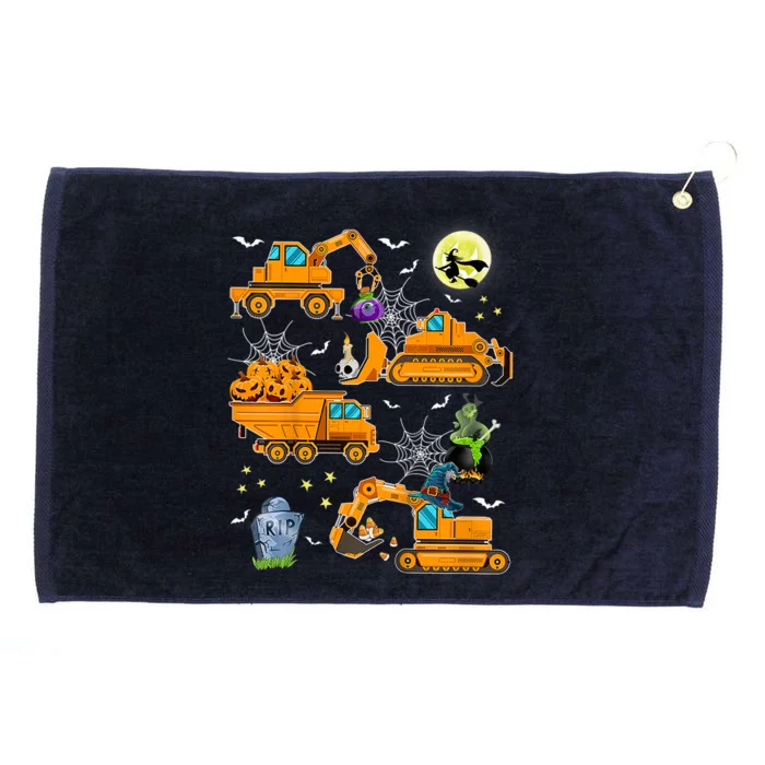 Construction Vehicle Halloween Crane Truck Pumpkin Boys Grommeted Golf Towel