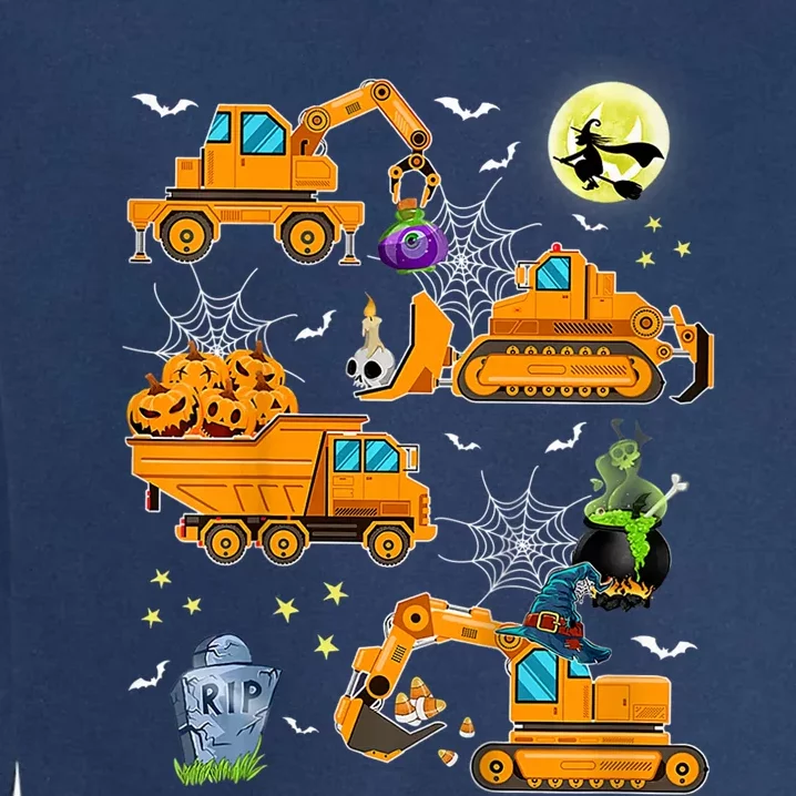 Construction Vehicle Halloween Crane Truck Pumpkin Boys Garment-Dyed Sweatshirt