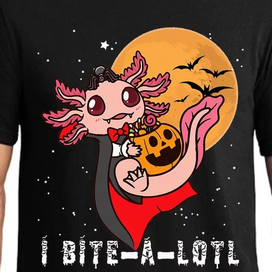 Cute Vampire I Bite ALotl Halloween Axolotl Pajama Set