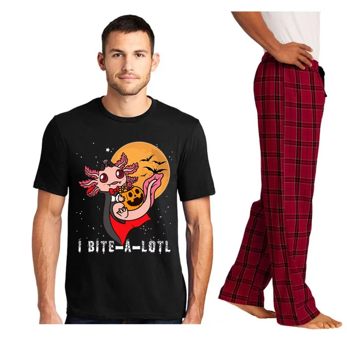 Cute Vampire I Bite ALotl Halloween Axolotl Pajama Set