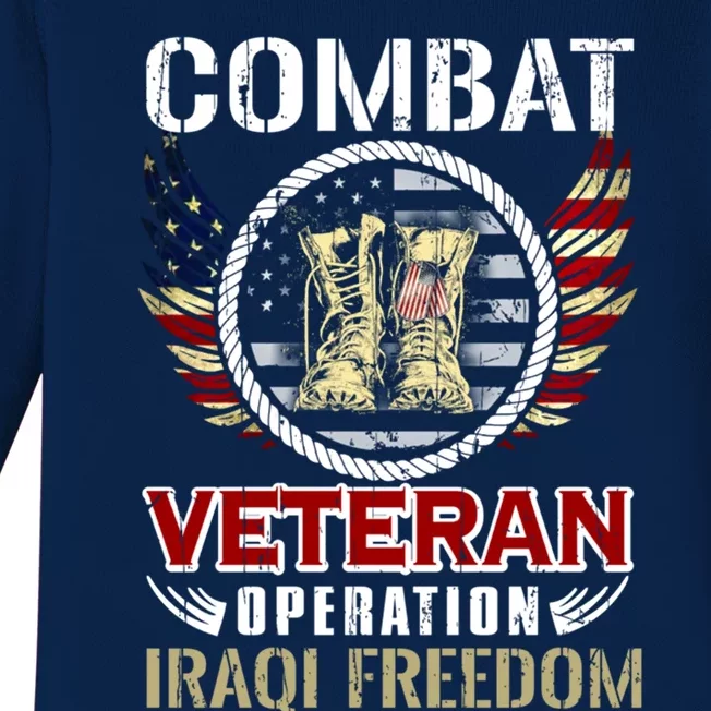 Combat Veteran Iraqi Freedom American Military Gift Baby Long Sleeve Bodysuit