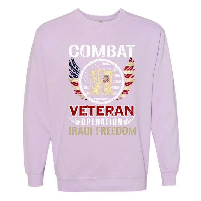 Combat Veteran Iraqi Freedom American Military Gift Garment-Dyed Sweatshirt