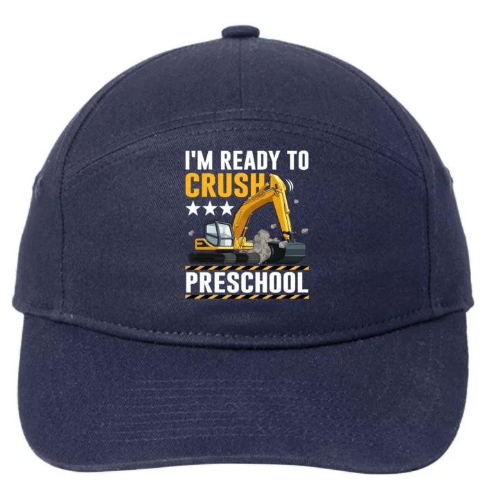 Construction Vehicle Im Ready To Crush Preschool Gift 7-Panel Snapback Hat