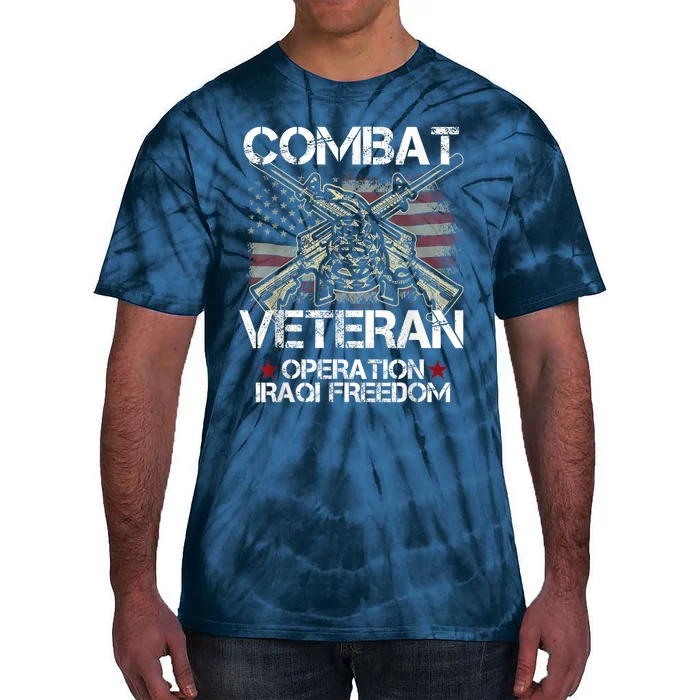 Combat Veteran Iraqi Freedom Military Usa American Flag Gift Tie-Dye T-Shirt