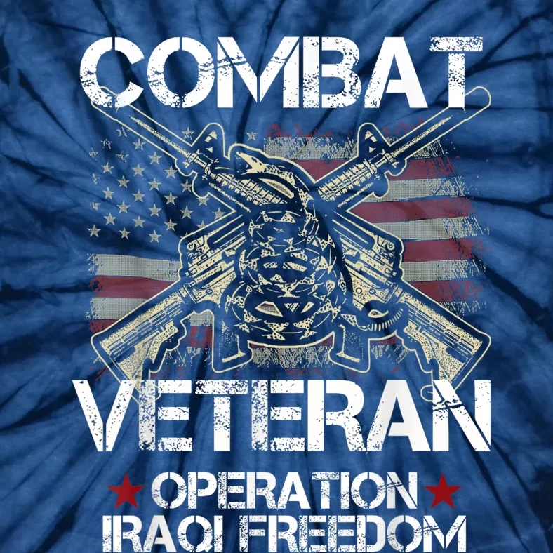 Combat Veteran Iraqi Freedom Military Usa American Flag Gift Tie-Dye T-Shirt