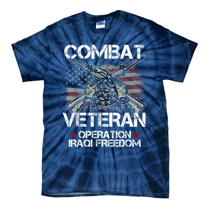 Combat Veteran Iraqi Freedom Military Usa American Flag Gift Tie-Dye T-Shirt