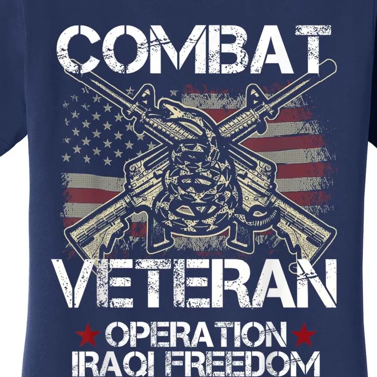 Combat Veteran Iraqi Freedom Military Usa American Flag Gift Women's T-Shirt