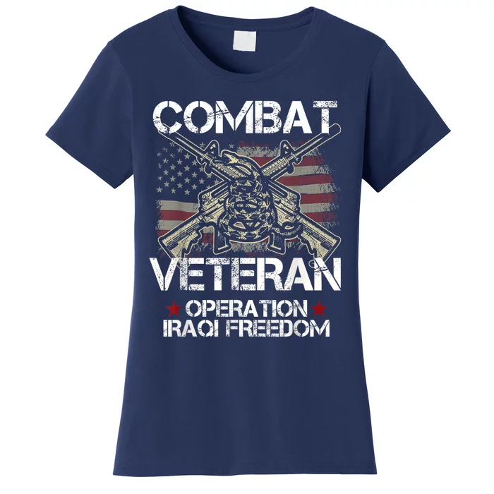 Combat Veteran Iraqi Freedom Military Usa American Flag Gift Women's T-Shirt