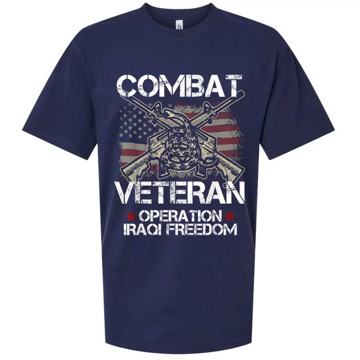 Combat Veteran Iraqi Freedom Military Usa American Flag Gift Sueded Cloud Jersey T-Shirt