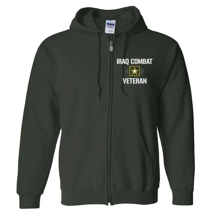 Combat Veteran Iraqi Freedom Military USA American Flag Gift Full Zip Hoodie