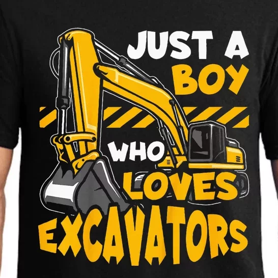 Construction Vehicle Just A Who Loves Excavators Pajama Set