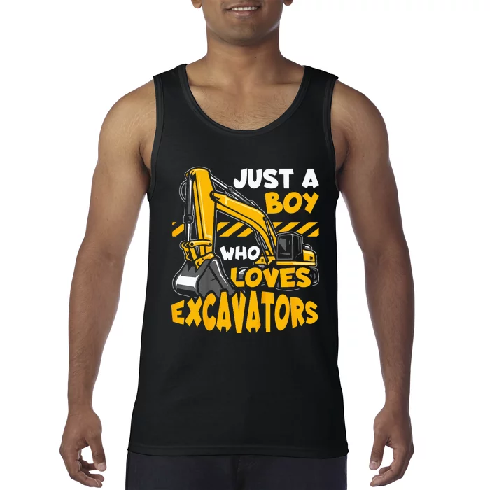 Construction Vehicle Just A Who Loves Excavators Tank Top