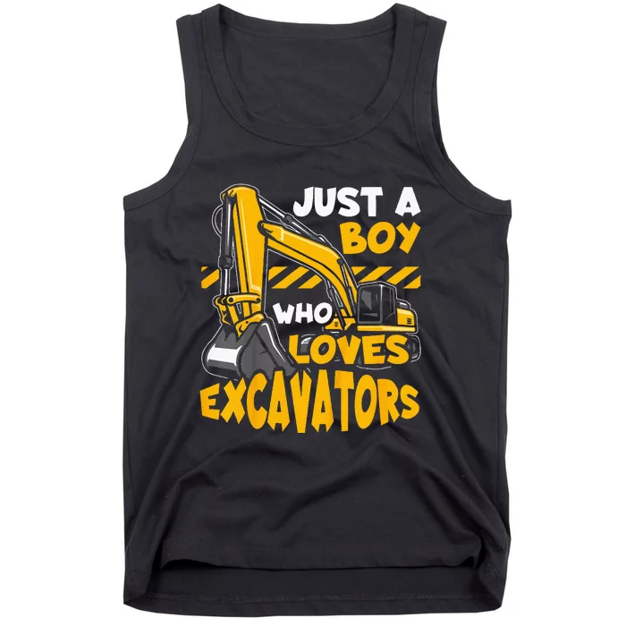 Construction Vehicle Just A Who Loves Excavators Tank Top