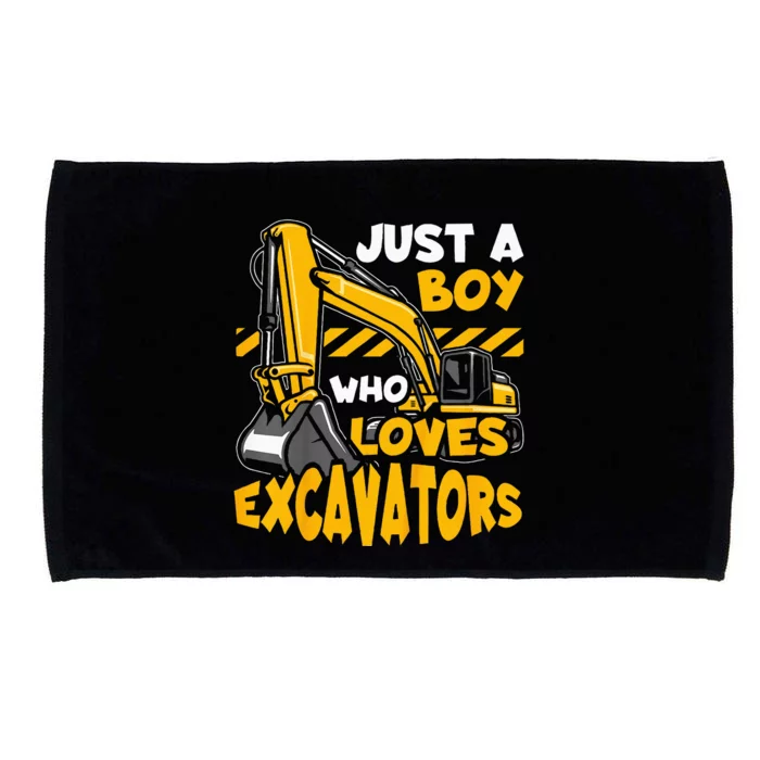 Construction Vehicle Just A Who Loves Excavators Microfiber Hand Towel