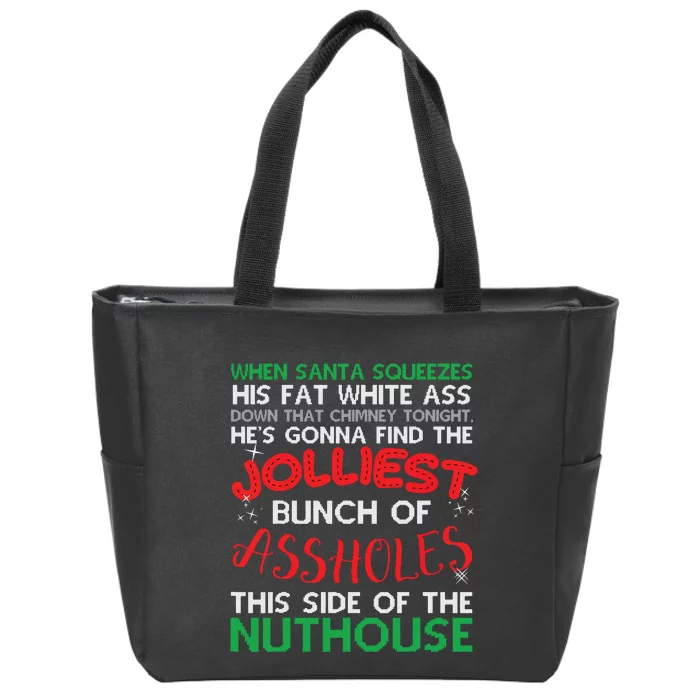 Christmas Vacation Jolliest Bunch Ugly Christmas Xmas Gifts Zip Tote Bag