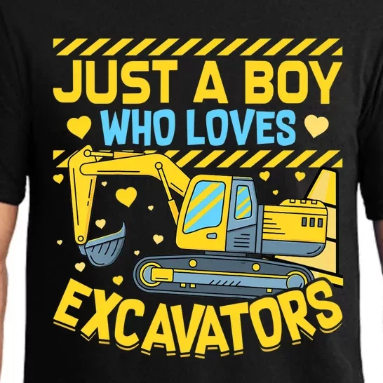 Construction Vehicle Just A Boy Who Loves Excavators Pajama Set