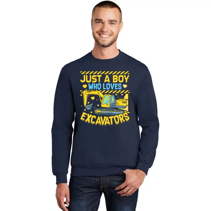 Construction Vehicle Just A Boy Who Loves Excavators Sweatshirt