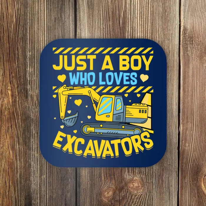 Construction Vehicle Just A Boy Who Loves Excavators Coaster