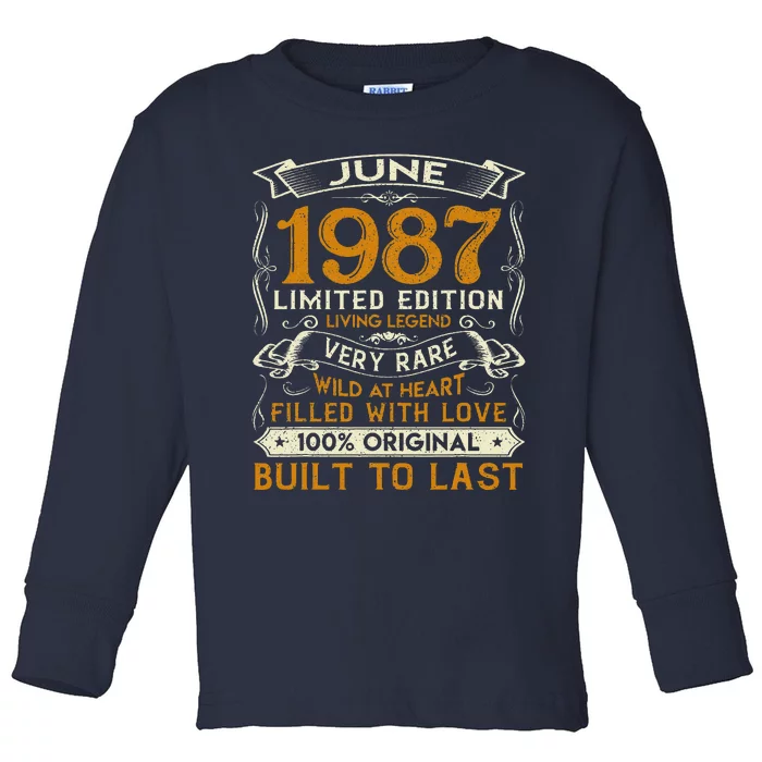 Classic Vintage June 1987 Limited Edition 36th Birthday Toddler Long Sleeve Shirt