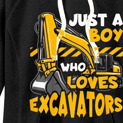 Construction Vehicle Just A Who Loves Excavators Women's Fleece Hoodie