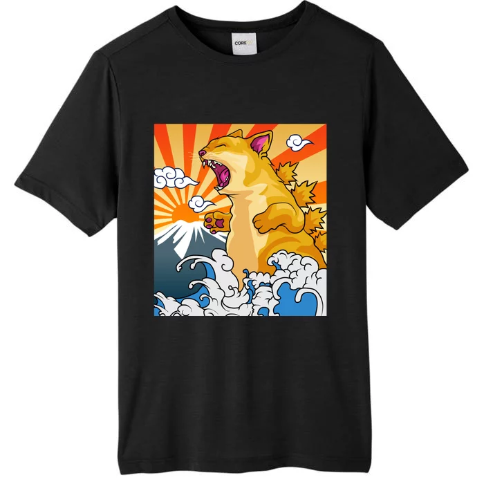 Catzilla Vintage Kawaii Cute Cat Art Japanese Sunset ChromaSoft Performance T-Shirt