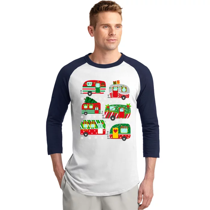 Christmas Van Life Snowflakes Camper Van Xmas Gift Baseball Sleeve Shirt