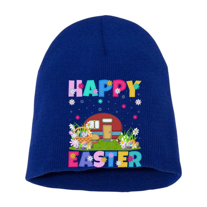 Camper Van Lover Happy Easter Funny Camper Van Easter Sunday Gift Short Acrylic Beanie