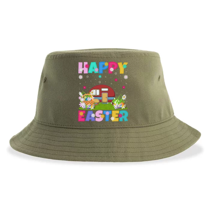 Camper Van Lover Happy Easter Funny Camper Van Easter Sunday Gift Sustainable Bucket Hat