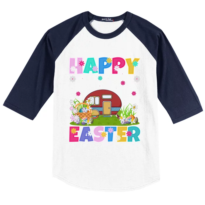 Camper Van Lover Happy Easter Funny Camper Van Easter Sunday Gift Baseball Sleeve Shirt