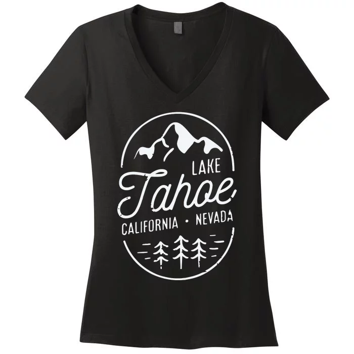 Cool Vintage Lake Tahoe California Nevada Souvenir Women's V-Neck T-Shirt