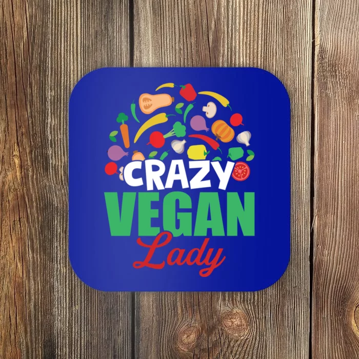 Crazy Vegan Lady Veggie Funny Veganism Cute Gift Coaster