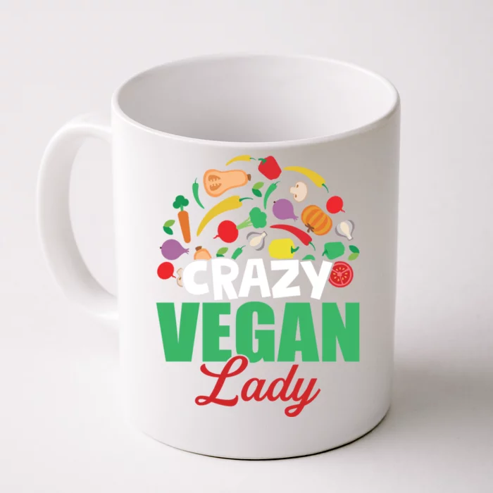 Crazy Vegan Lady Veggie Funny Veganism Cute Gift Front & Back Coffee Mug